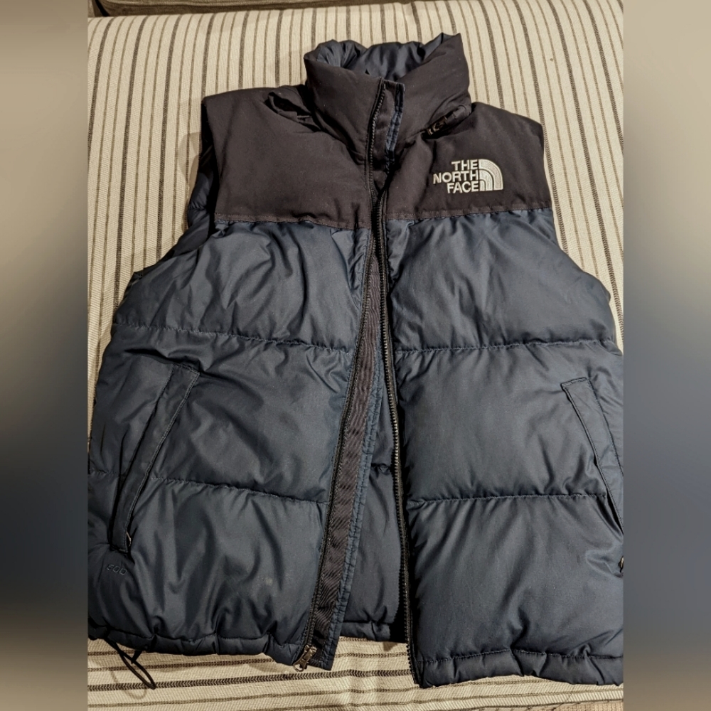 Men's Medium North Face 600 Down Puffer Vest Navy EUC